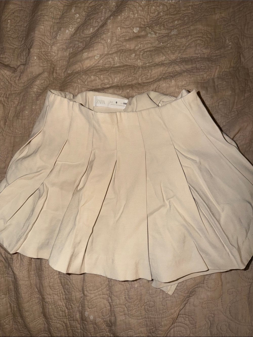 Zara Cream Flared Pleated Mini Skirt